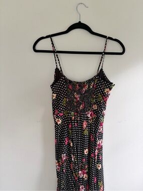 Black Polka Dot & Floral Dress 🌸